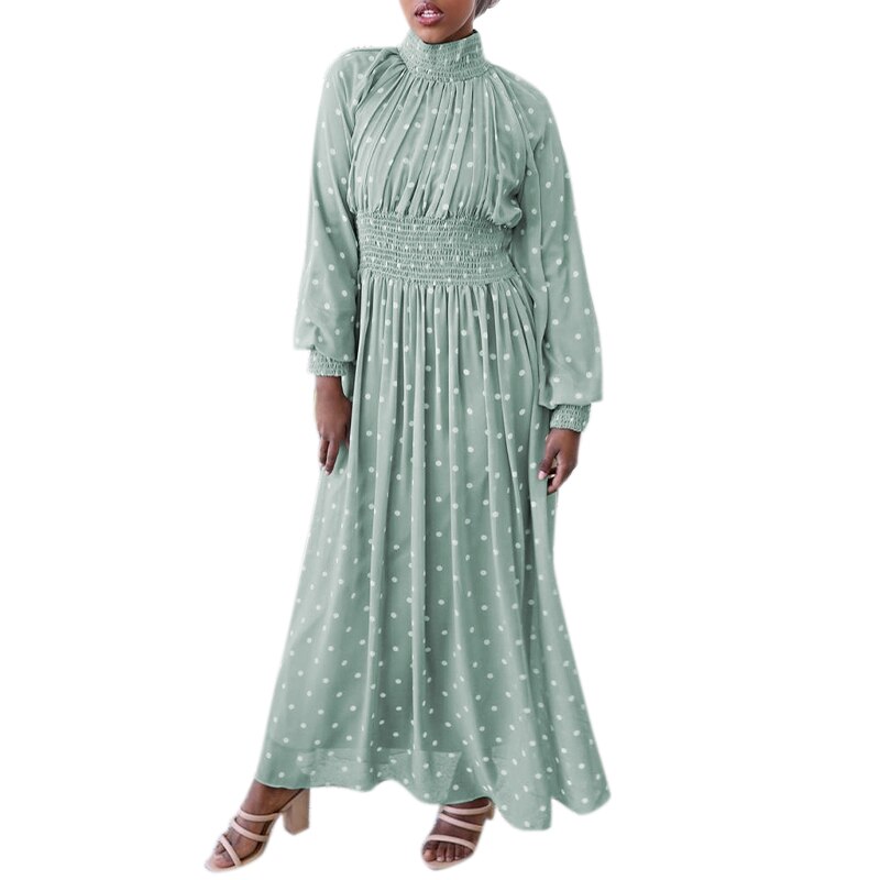Abaya muslimsk kjole til kvinder priktrykte damekjoler islamiske abayas chiffon stativ krave muslimsk tøj