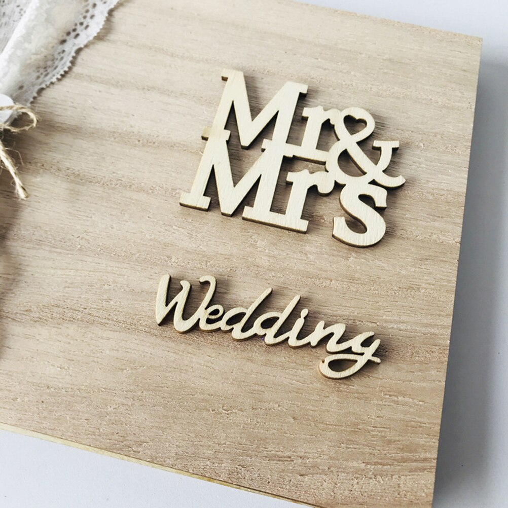 1Pc 30 Pages Retro Wooden Guest Book DIY Guest Sign-in Book Message Book Guestbook for Engagement Wedding Ceremony