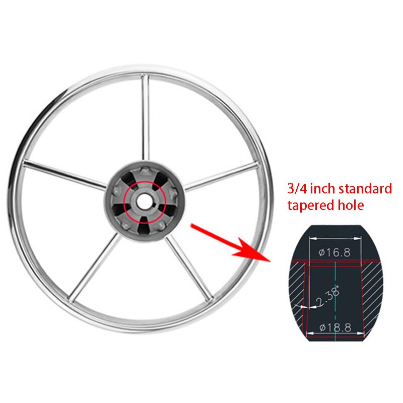 13-1/2 inch Boat Stainless Steel Steering Wheel 5 Spoke 25 Degree for Marine Yacht