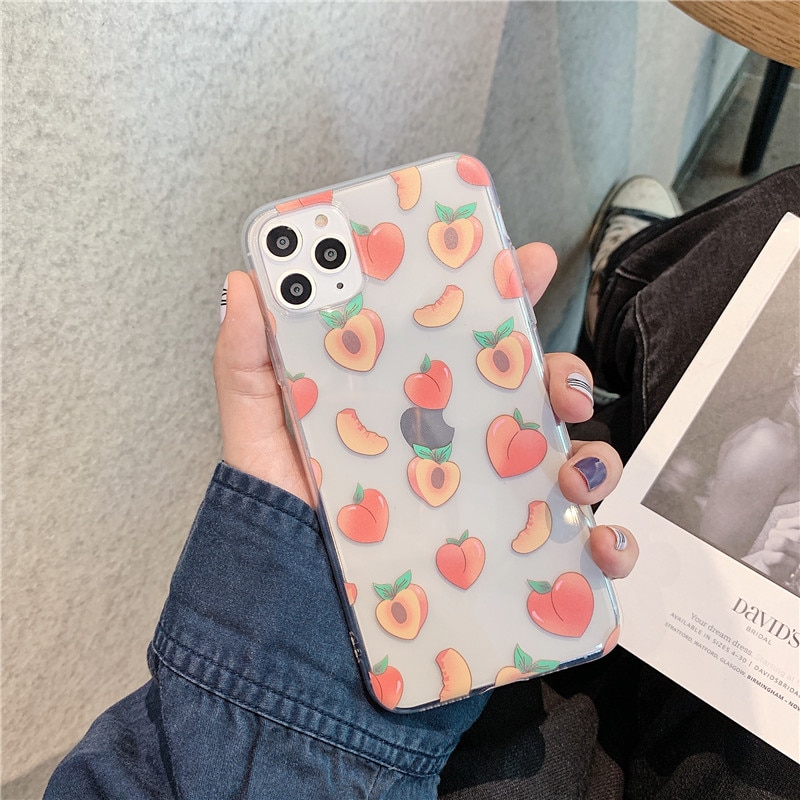 Cute Peach Painting Phone Case For Xiaomi Redmi Note 10 9 8 Pro Note 7 8t 9s 9 lite Back Cover Cartoon Clear Soft Funda