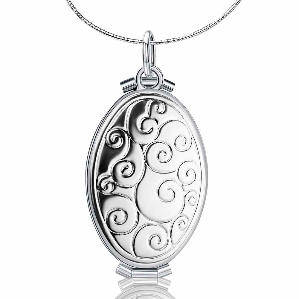 Gold/Silver Color Women Memory Photo Frame Case Jewelry Big Box Necklace & Pendant for Ladies Girls Bijoux Chain: Silver Color