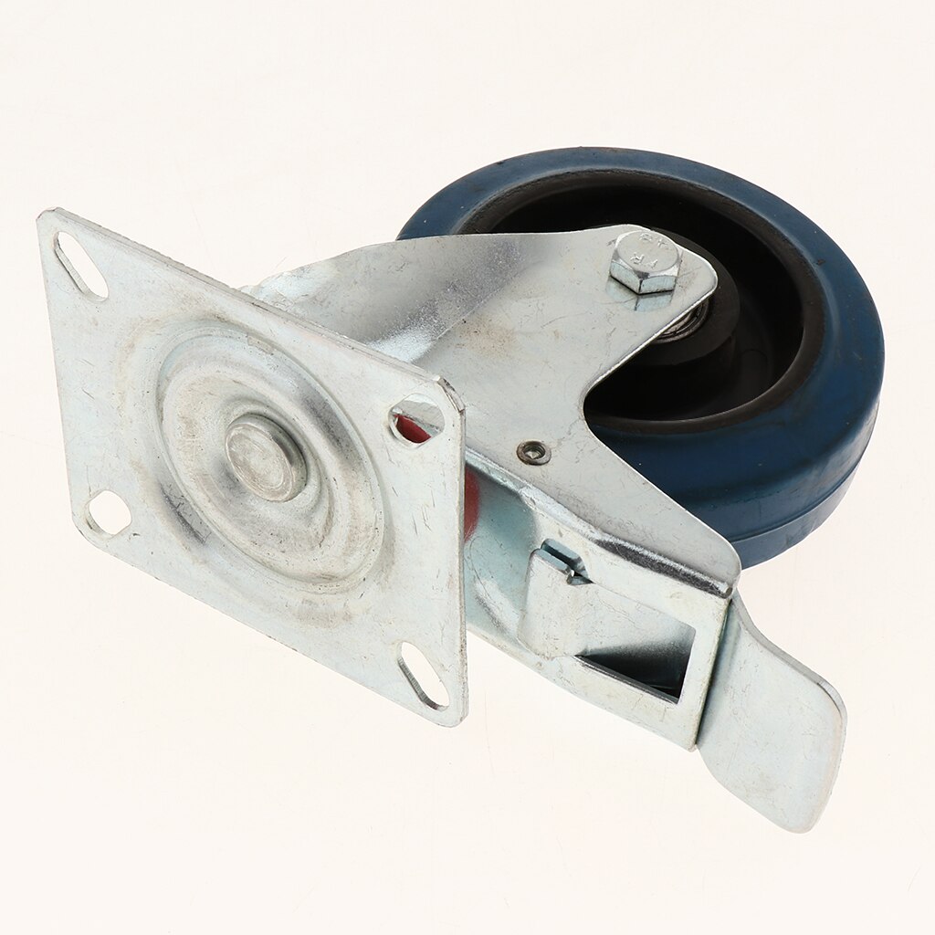 4 Inch Low Profile Casters Wheels Soft Rubber Swivel Caster No Noise with 360 Degree Top Plate & Brake