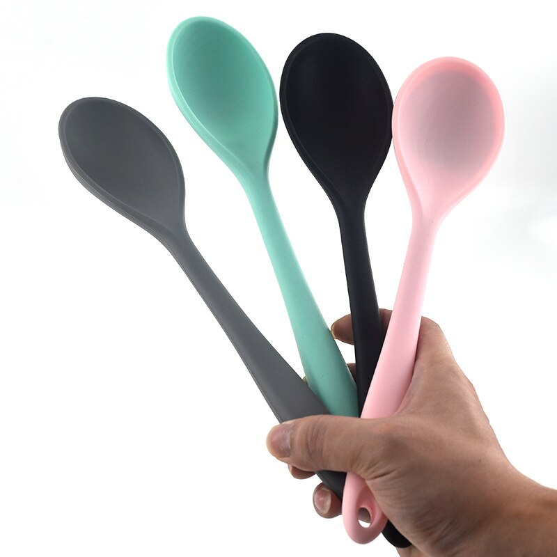 Kitchenware Spoon Long Handle Silicone Salad Food Mixing Stirring Spoon Kitchen Cooking Tool For Picnic Kitchen Soup Spoons