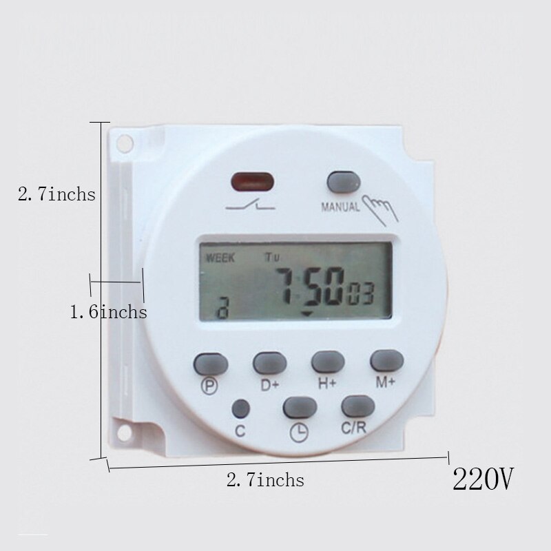 CN101A 12V 220V Digital LCD Power Timer Programmable Time Switch Alarm Clock Light Timer Switch