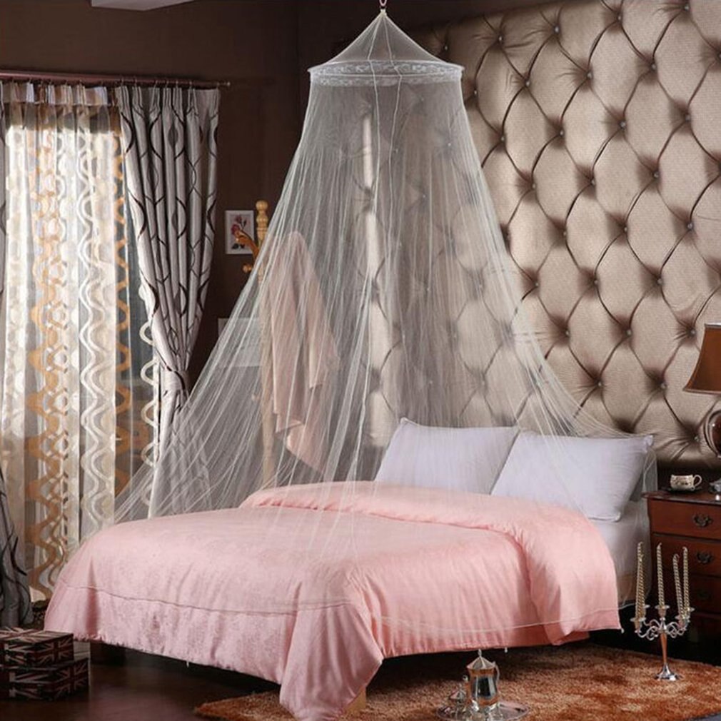 Verão redondo laço inseto cama dossel rede cortina de malha poliéster tecido uso doméstico elegante pendurado cúpula anti mosquito net 8 cor