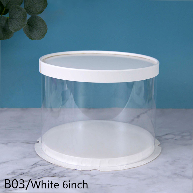 Cajas de pastel transparentes de PVC de 4/6 pulgadas, caja de embalaje de para pastel transparente redondo, decoración de para postre, de aniversario de boda y cumpleaños: Verde oliva