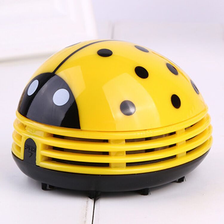 Mini aspirateur coccinelle jaune, collecteur de poussière pour la maison, le bureau et la Table basse: C
