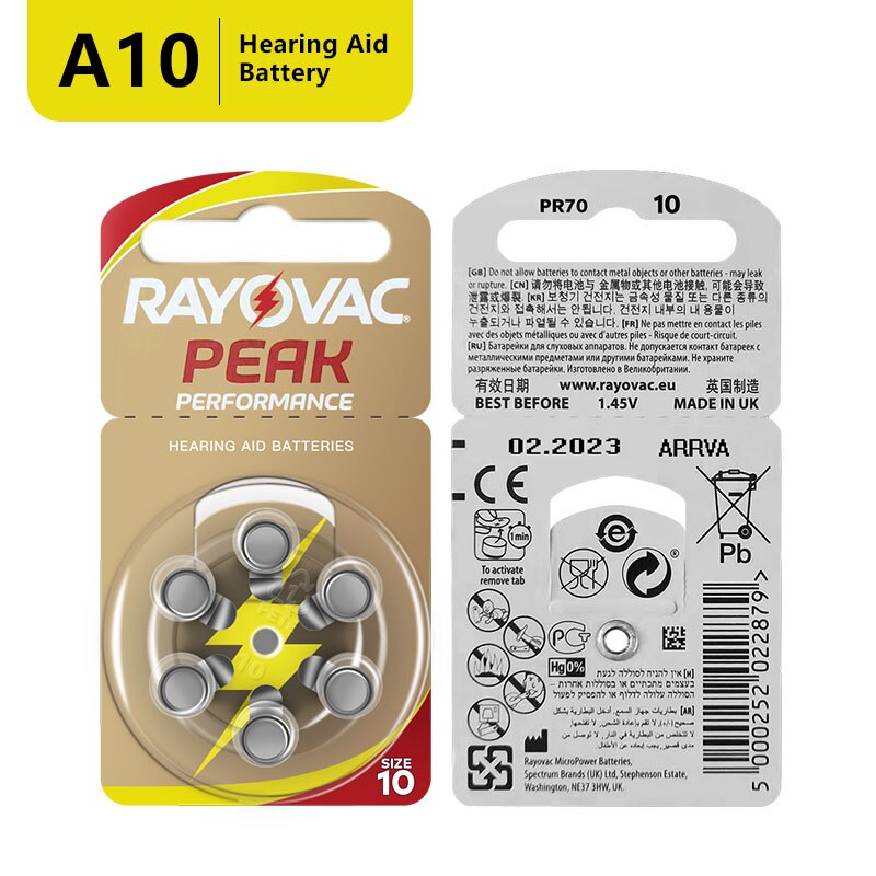120 Pcs Rayovac Spitzen Zink Air Hörgerät Batterien A10 10A ZA10 10 S10 60 PCS Hörgerät Batterien Für hörgeräte