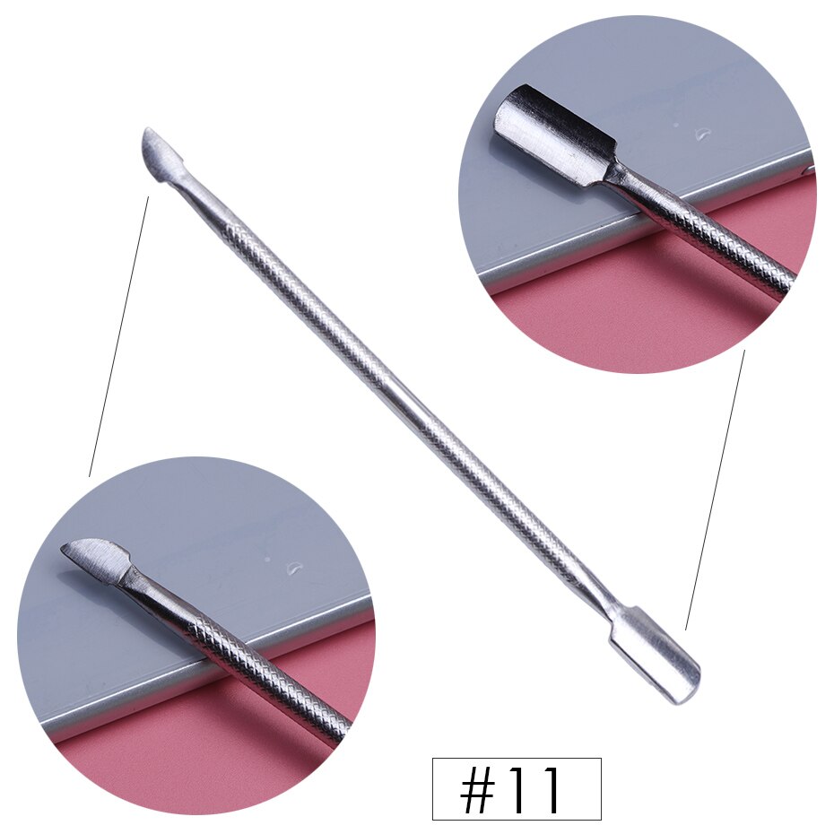 1pcs Dual-end Nail Cuticle Pusher Remover Stainless Steel UV Gel Polish Removal Trimmer Dead Skin Grinding Manicure Tool JI809-1: 11