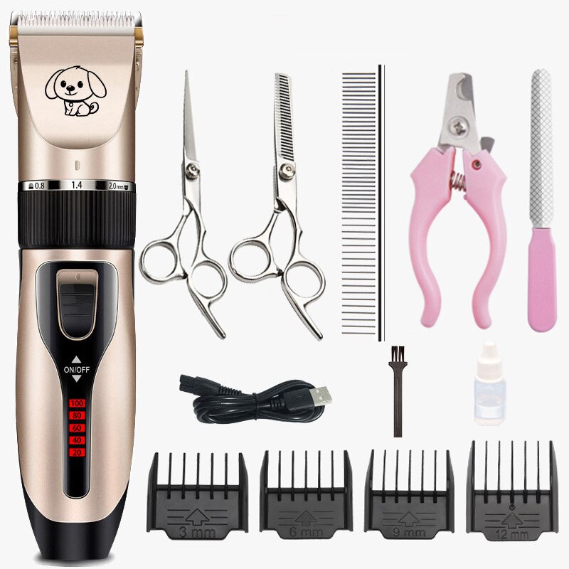 Elektrische Pet Clipper Hond Tondeuses Voor Huisdier/Kat/Hond/Konijn Grooming Haircut Trimmer Scheerapparaat Set Huisdieren draadloze Oplaadbare: Set meal S06