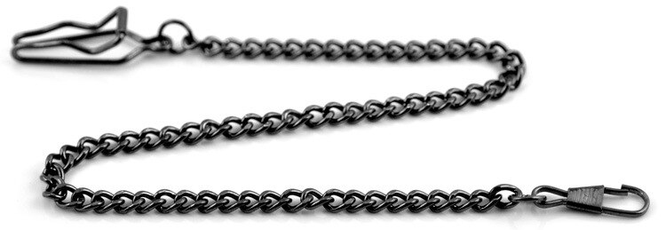 Rustfrit stål 37cm fob kæde til mænd eller kvinder smykker tilbehør lommeur kæde: Sort