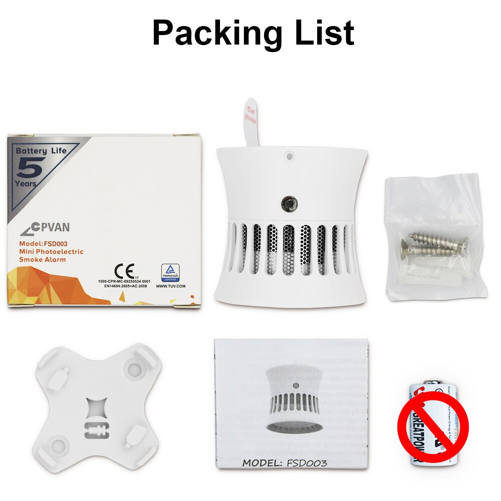 CPVAN Independent Smoke Detector Sensor High Sensitivity Fire Protection Home Security System Smoke Combination Fire Alarm