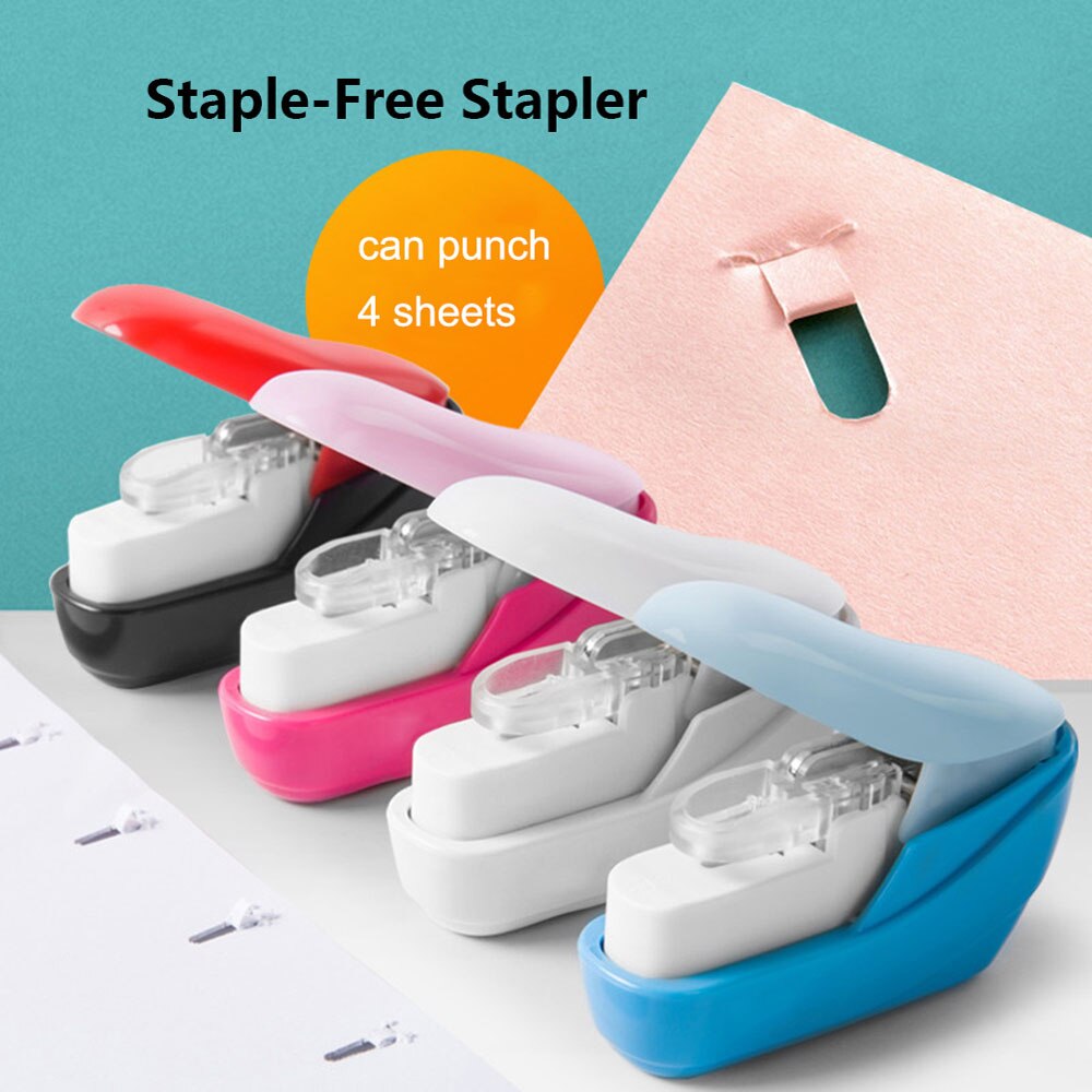 Mini Portable Stapleless Stapler Needleless Stapler Mini Cute Book Stapleless Stapler Students Stationery Office Supplies