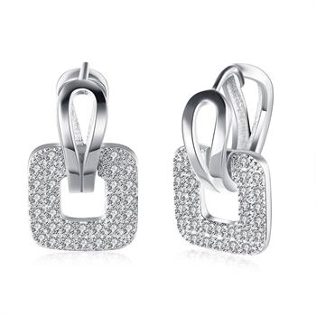 K Gold Zircon Earrings Square Diamond Romantic Earrings Ear Clips Women White Gold KZCE146-C Earrings Earrings for Women: Default Title