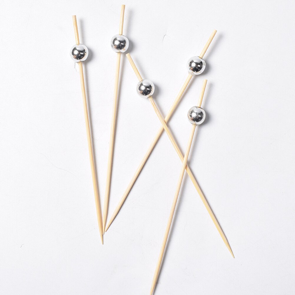 100 kpl 12 cm cocktailtikut kertakäyttöiset käsintehdyt pyöreät helmet juhlatarvikkeet hedelmät hammastikkuja alkupalat hedelmille