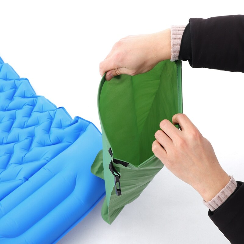 Aufblasbarer schlafsack für camping, heim, hof, tragbarer, faltbarer luftsack für isomatten, outdoor-matten, wandern, trekking