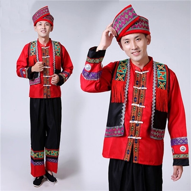 Hmong men clothes national Chinese folk dance thnic modern hmong clothes dance costumes classical hmong clothes FF1974
