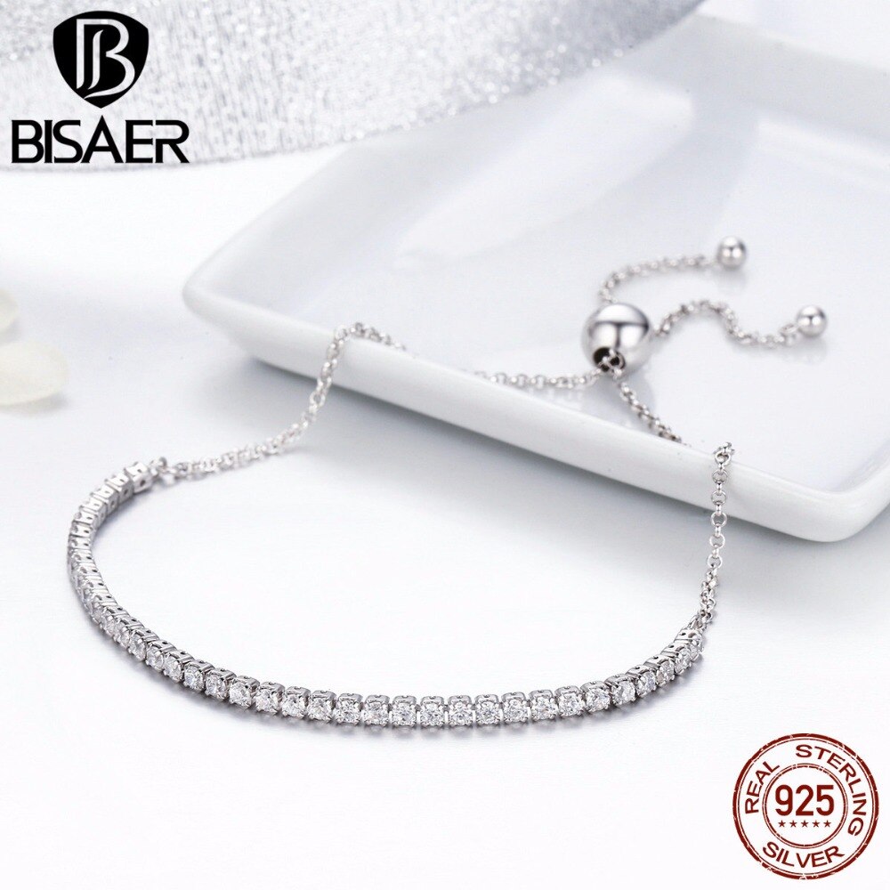 925 Sterling Zilver Sparkling Tennis Armband Ketting Strand Armbanden voor Vrouwen Luxe Originele Sterling Zilveren Sieraden GXB029