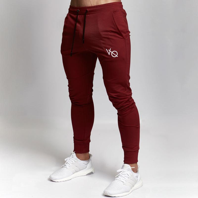 Siteweie bomuld jogger træningsbukser udendørs træningsbukser i bomuld sportstøj fitnessbukser mænd fitnesscentre skinny sweatpants  g244: Xxl / Rødvin