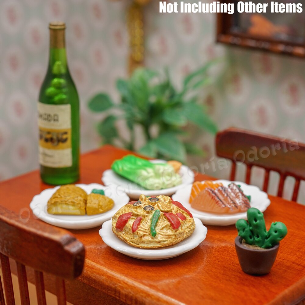 Odoria 1:12 Miniature 4PCS White Porcelain Dishes Ceramic Plates Kitchenware Dollhouse Kitchen Accessories