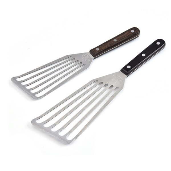 Fish Spatula Stainless Steel Slotted Turner Kitchen Metal Slotted Spatula with Wooden Handle kitchen accessories cooking tools: Light Yellow