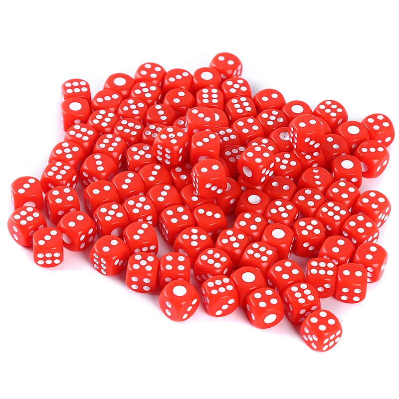 100 Pcs Opaque 13mm Six Sided Spot Dice Party Dice Gambling Game Dices BBQ Party Family Plastic 1 Pack Fun Game Multicolour