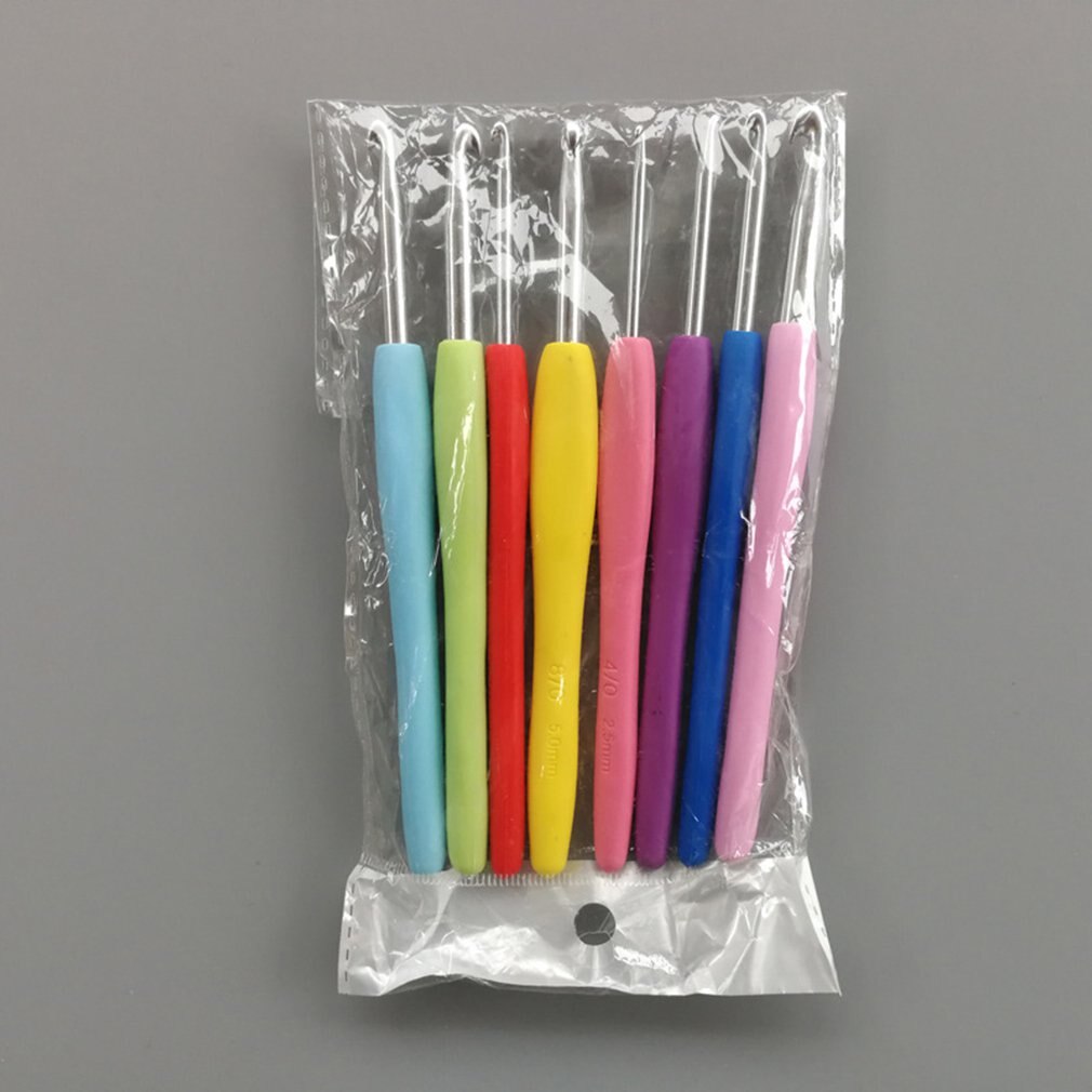 Multicolor Handle Aluminum Crochet Hooks Knitting Needle Set Yarn Sweater CraFT Tools Handle Crochet Hook