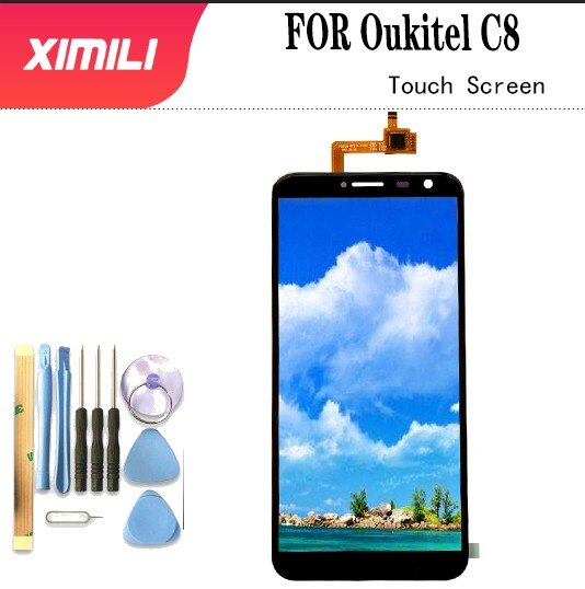 Tested de For 100% Original OUKITEL C8 Touch Panel Perfect Repair Parts Touch Replacement 5.5inch Oukitel C8 Phone Use + Tools