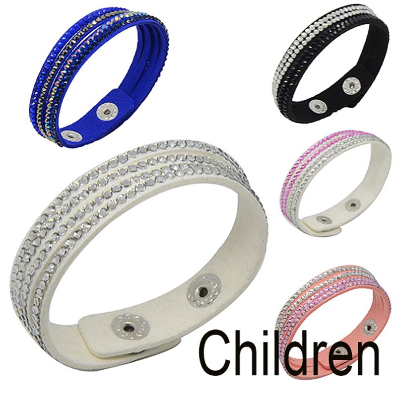 LFPU Kristall Gepflastert Leder Kind Armbänder Kinder Samt Armband Für Schmuck