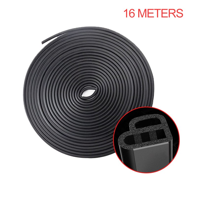 Car Door Seal Strip Rubber Double Layer Sealing Sticker Soundproof Dustproof Weather Stripping Universal for Car Door Body Trunk: 16 meters