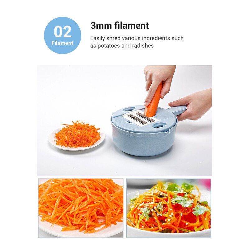 Multifunktionel grøntsagsskæremaskine rivemaskine multifunktions rivejern med 5 knive til hjemmekøkken tue 88