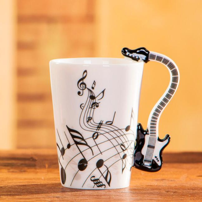 Caneca de cerâmica musical criativa 240ml, estilo violino, guitarra, café, chá, leite, canecas e copos com alça, presentes novidade