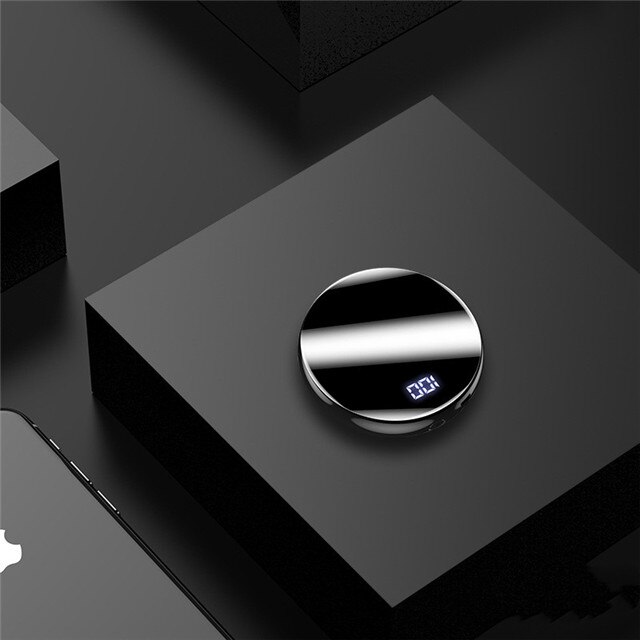 Mini Energie Bank 10000mAh Schnelle Ladung Energie Tragbare Mini Energie Bank Spiegel Bildschirm Digitale Disply Externe Batterie Ladegerät: Schwarz