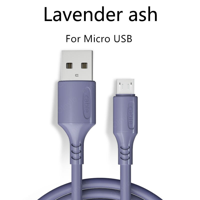 Câble Micro USB en Silicone souple, 1.8m/1.2m/0.25m, pour téléphone Samsung, huawei, xiaomi, Android: Purple / 1.8m