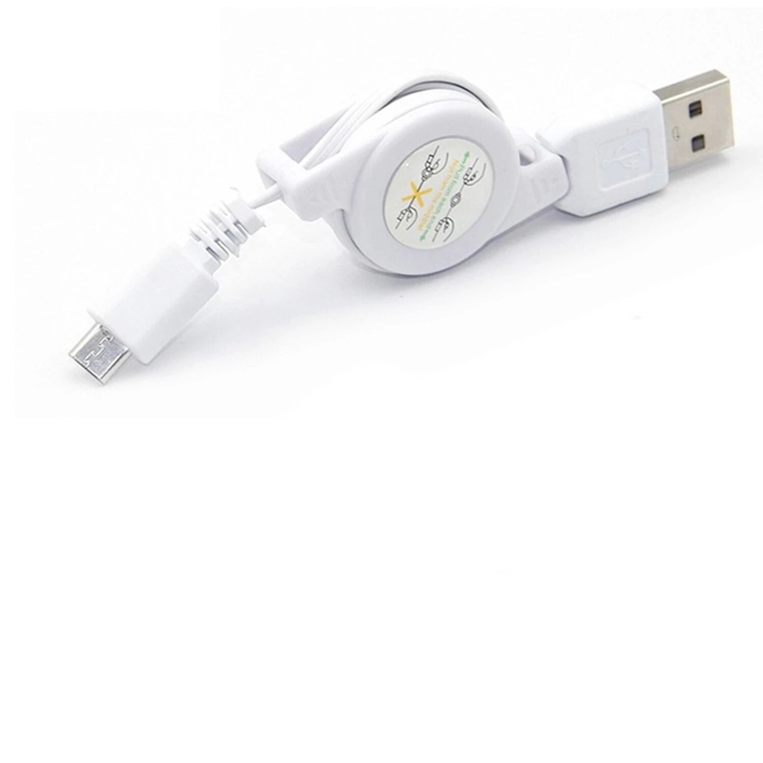 75CM Flexible Retractable Micro USB A to USB 2.0 B Male Cable Micro USB Data Sync Charger Cables for Android System Cell Phones: white