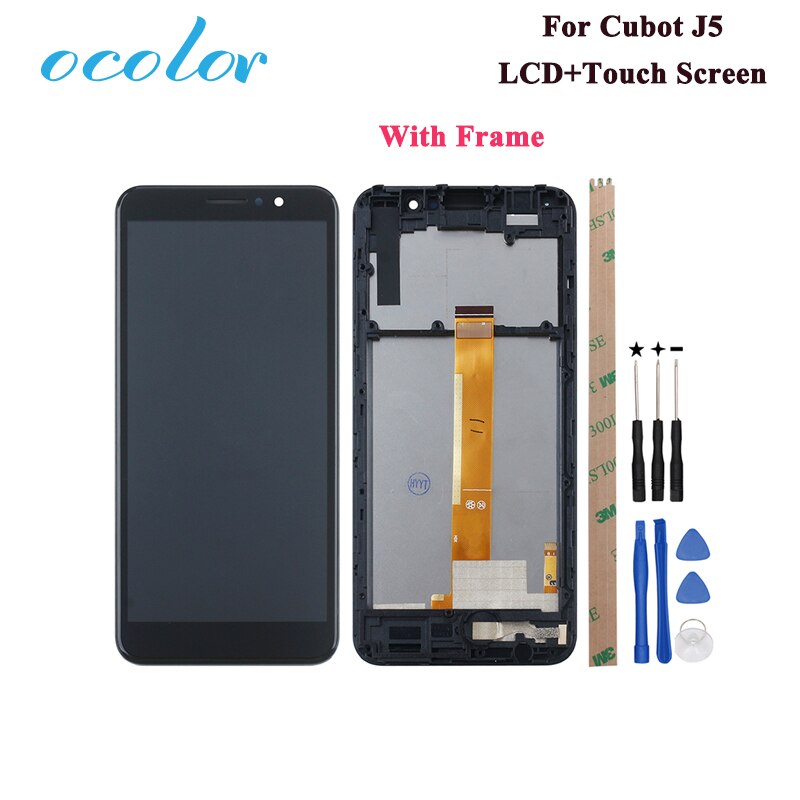 Ocolor-pantalla LCD y pantalla táctil para Cubot J5, repuesto de montaje de 5,5 pulgadas para teléfono Cubot J5 con herramientas y adhesivo con marco