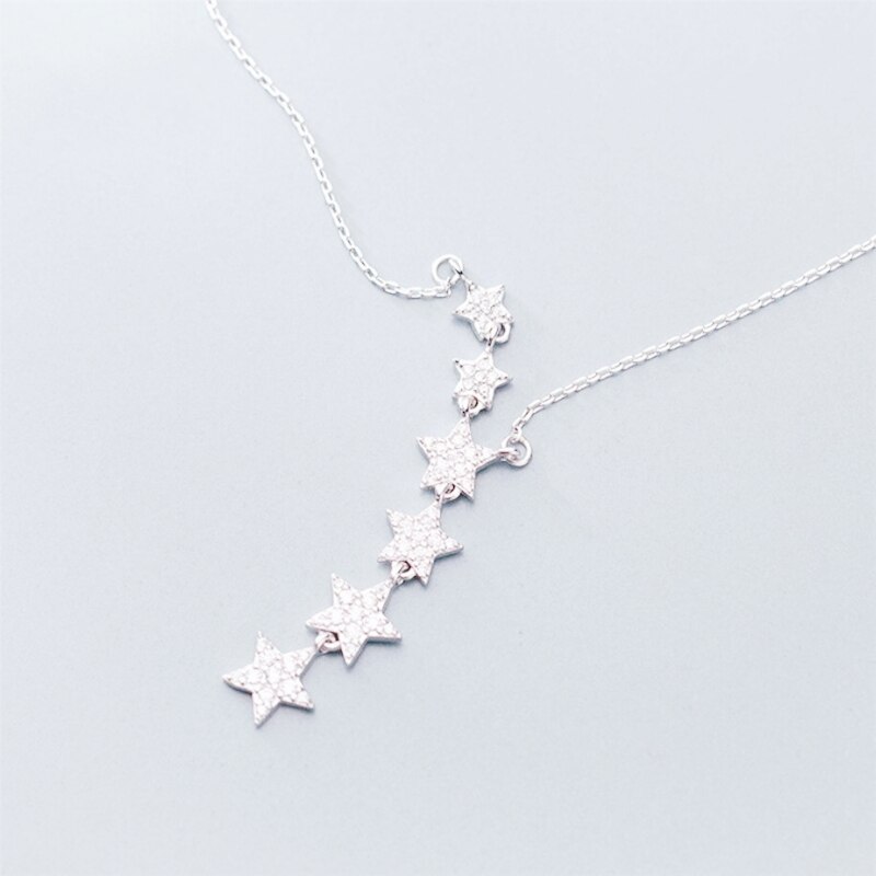 Memoria única exquisita estrellas dulce romántico 925 plata esterlina clavícula cadena collar femenino SNE463