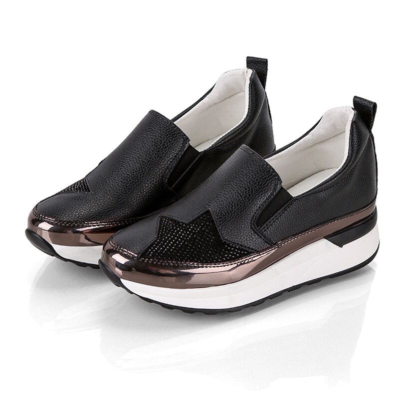 Comfort creepers bling loafers silver platåskor kvinna slip on swing kvinnor lägenheter skor zapatos de mujer wedge sneakers