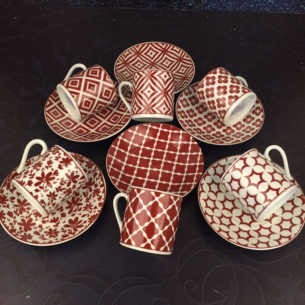 SET of 6 Turkish Coffee Porcelain Cups Traditional Ceramic Espresso Mugs Home Decor Demistasse Türk Kahvesi Fincan Seti: (EH1) 6 PCS Set