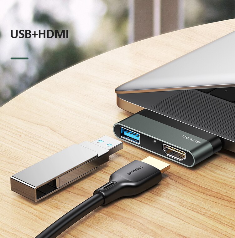 Usams type c kabel mini hub usb 3.0 2.0 hub multi usb splitter adapter til ipad pro bærbar telefon pc usb hub expander høj hastighed: Usb hdmi