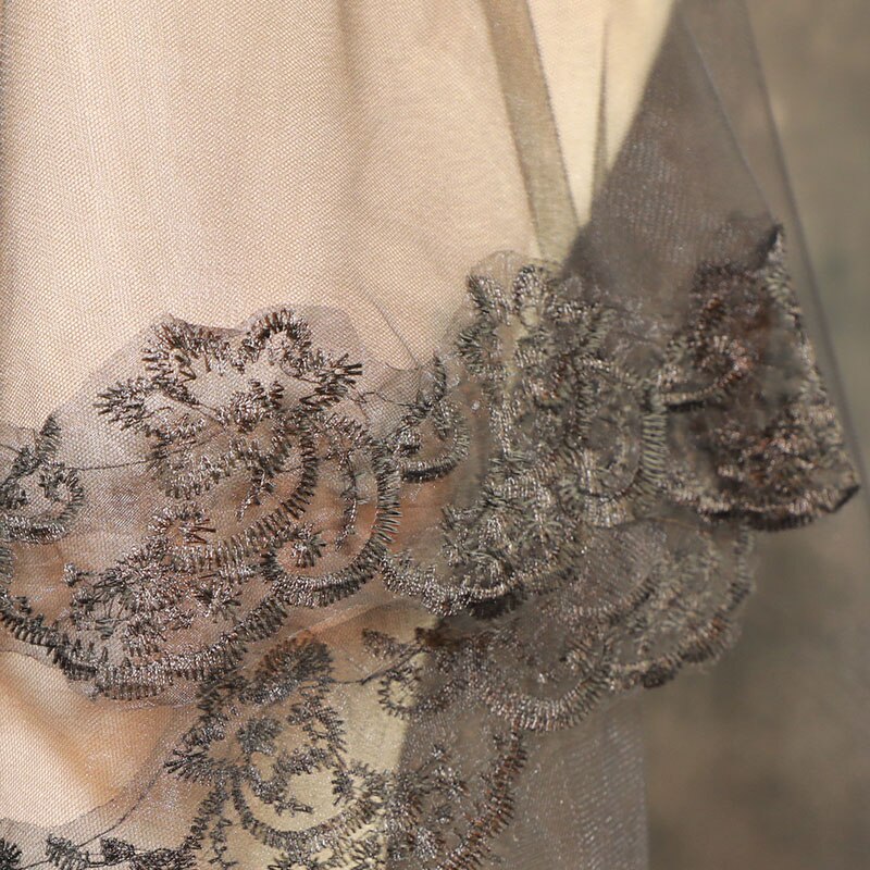 1.5M panna młoda czarny welon jednowarstwowy ślub Vail krótki ślubny welon Appliqued koronkowy biały szampan kość słoniowa welon Accessoire Mariage