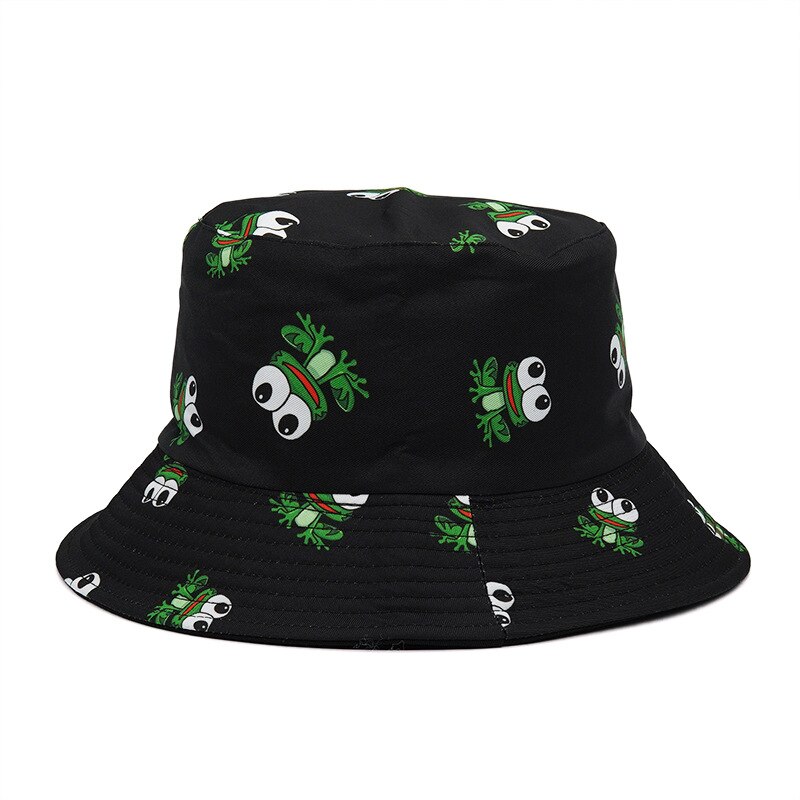 Chapeau Bob Graffiti pour femmes et hommes, couvre-chef d'été à motif de crâne Floral, pliable, style pêcheur, Gorros, Panama,: frog
