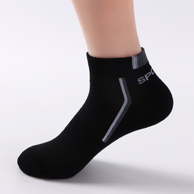 5 Pairs Men Socks Breathable Mesh Short Sports Socks Summer Autumn Cotton Sports Socks Absorb Sweat Ankle Socks Set Meias: 24-Black-XL