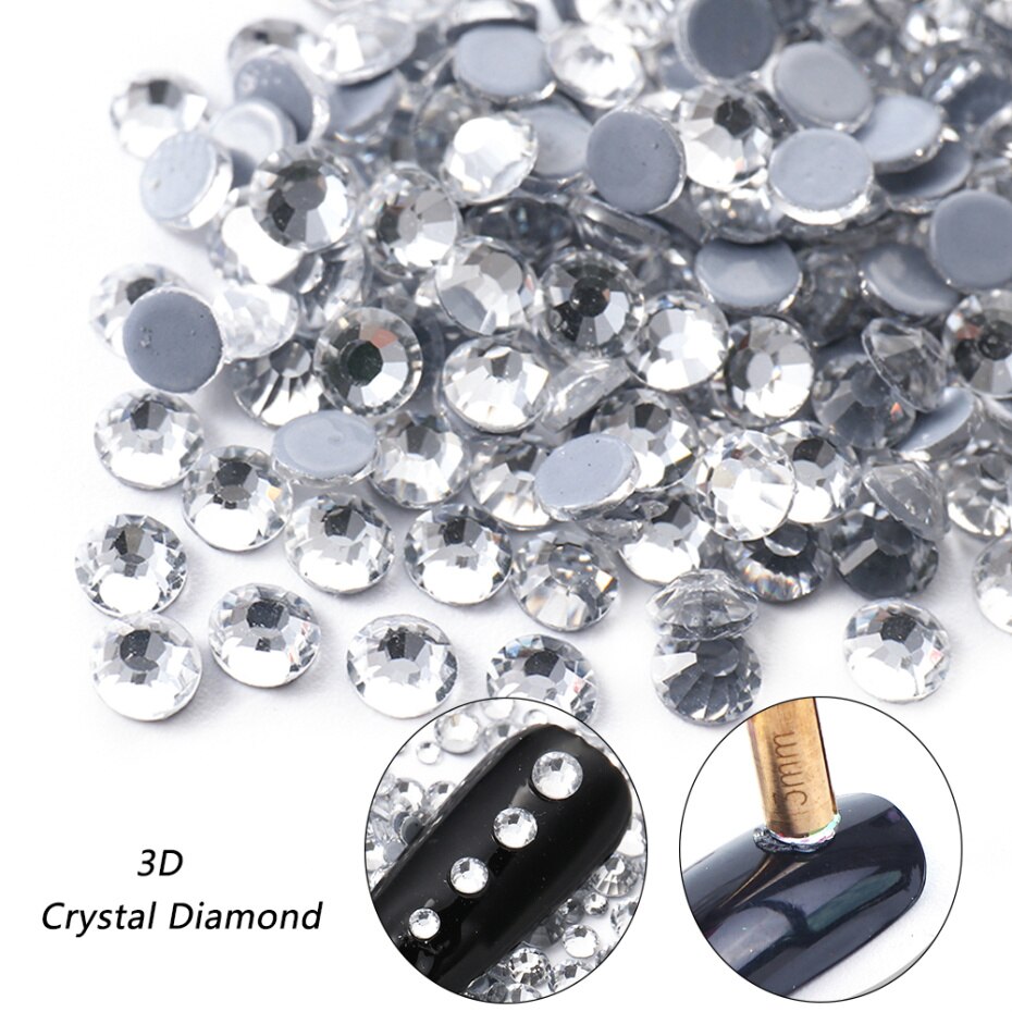 1440pc super glitter krystal ab  ss3-ss20 hotfix rhinsten på negle dekoration fix flad ryg strass nail art sten  le1610