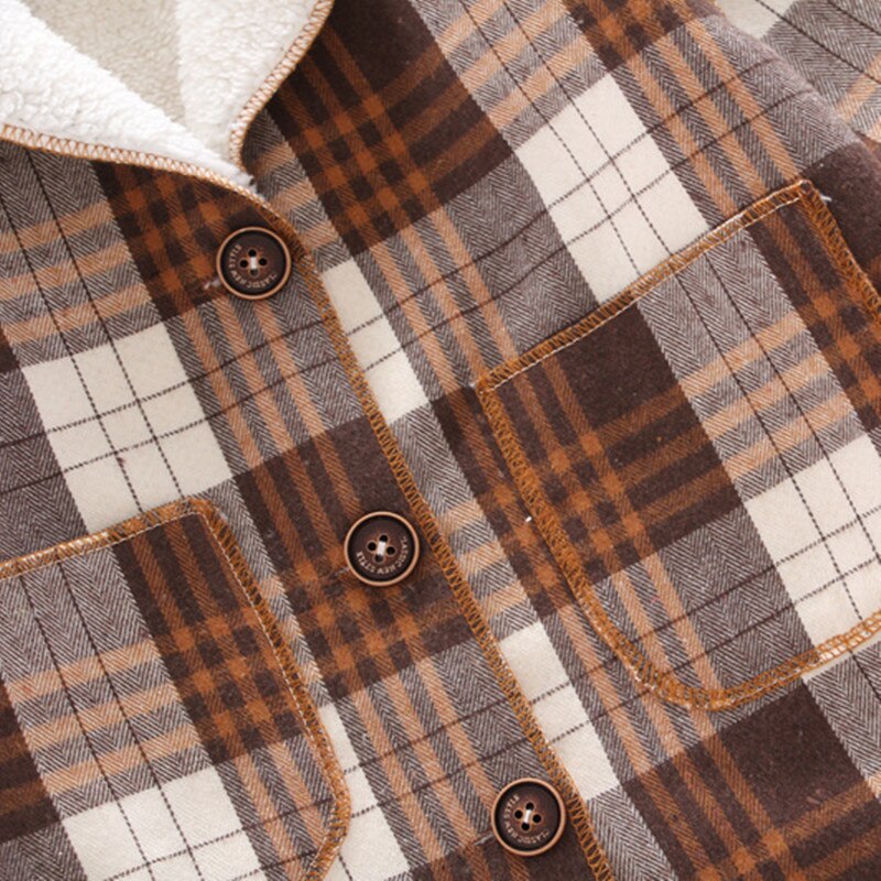 Herbst Winter Jungen warme jacke Plaid Wolle Mantel freundlicher Winter oben revers Plus samt dick windbreaker