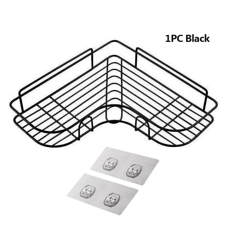 Étagère Triangle Salle De Bain à Suction - Rangement Douche Égouttant Noir