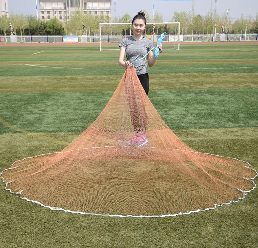 Multifilament Line with Sinker Cast Net Catch Fish Network Outdoor Hand Throw Fishing Nets Small Mesh Gill Net