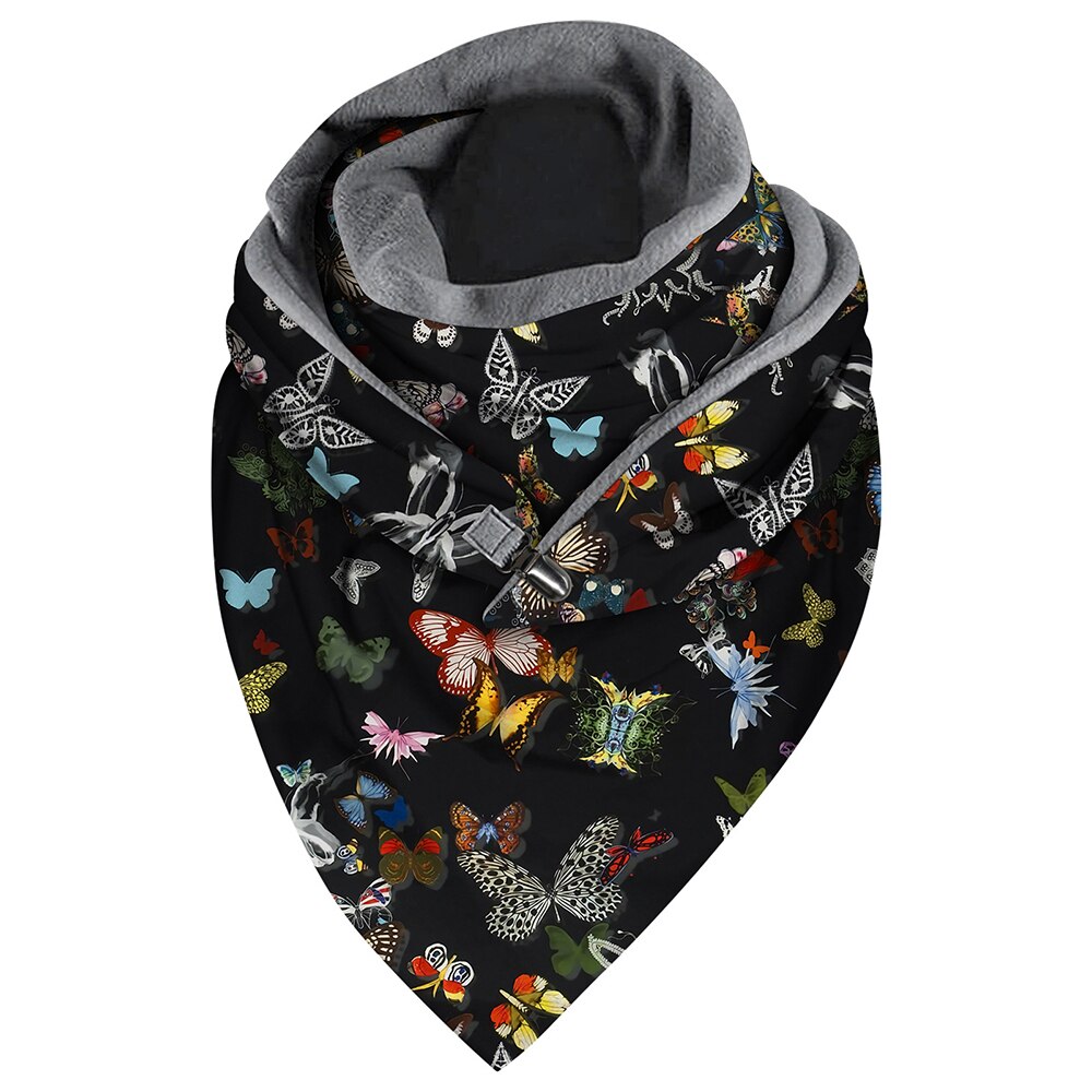 Scarf Floral Leopard Printed Fleece Scarf Winter Women Warm Wrap Ski Sportswear Triangle Women Scarves: 4