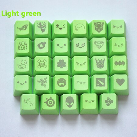 11 colors 29 Engraving graphics DIY PBT keycaps OEM R4 cherry MX switch mechanical keyboard keycap: light green