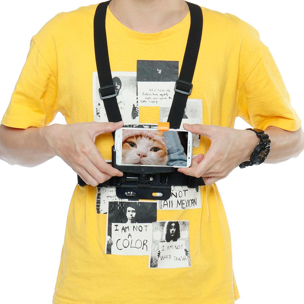 Universal Phone Strap Holder Chest Mount Harness/ Headband Belt/ Backpack Clip Clamp Phone Bracket for Climbing